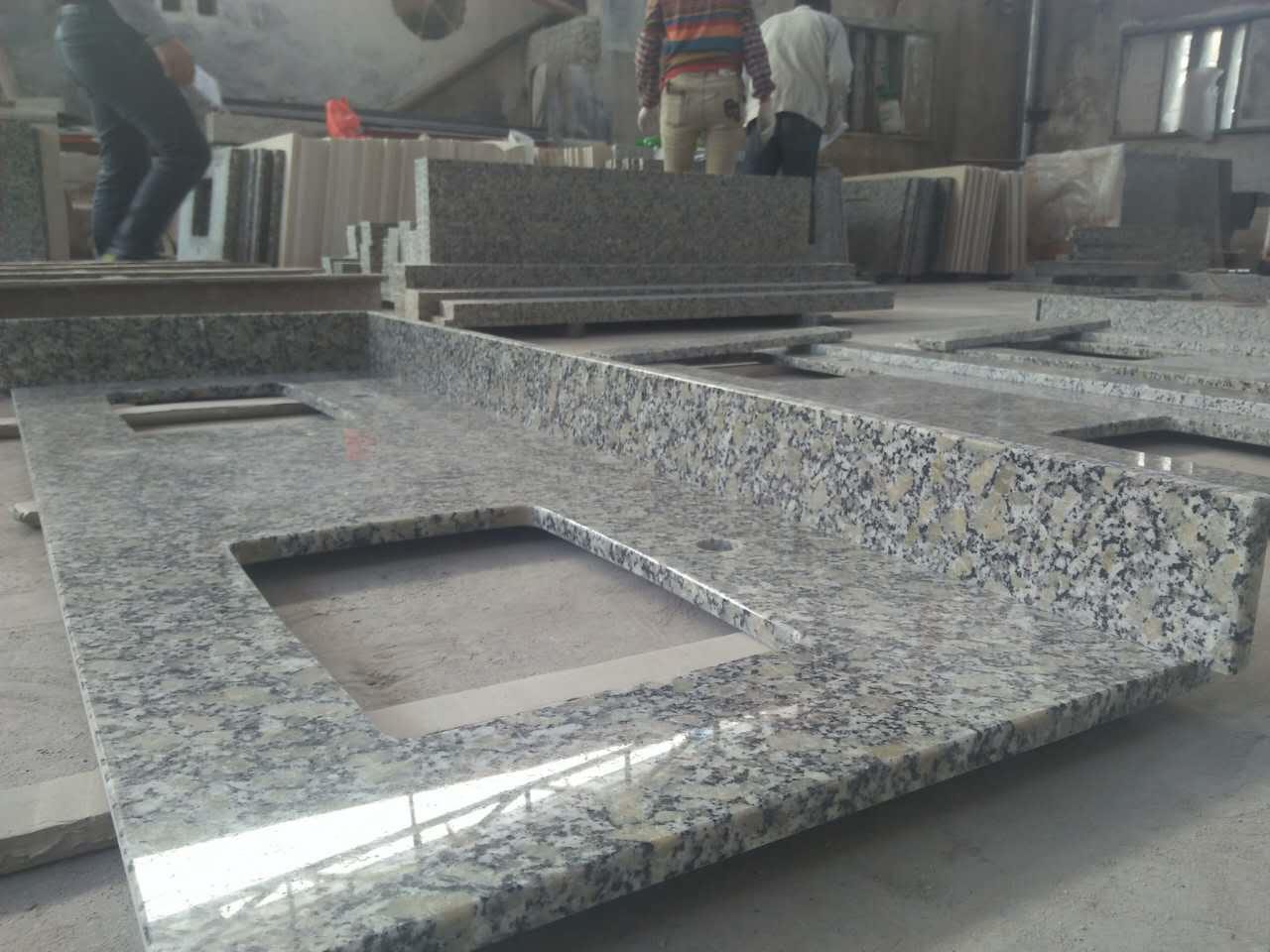 New Venetian Gold Granite Worktop Countertops & Vanity Tops — Cut-outs and edges verified to fabrication drawings at Sun Young Stone