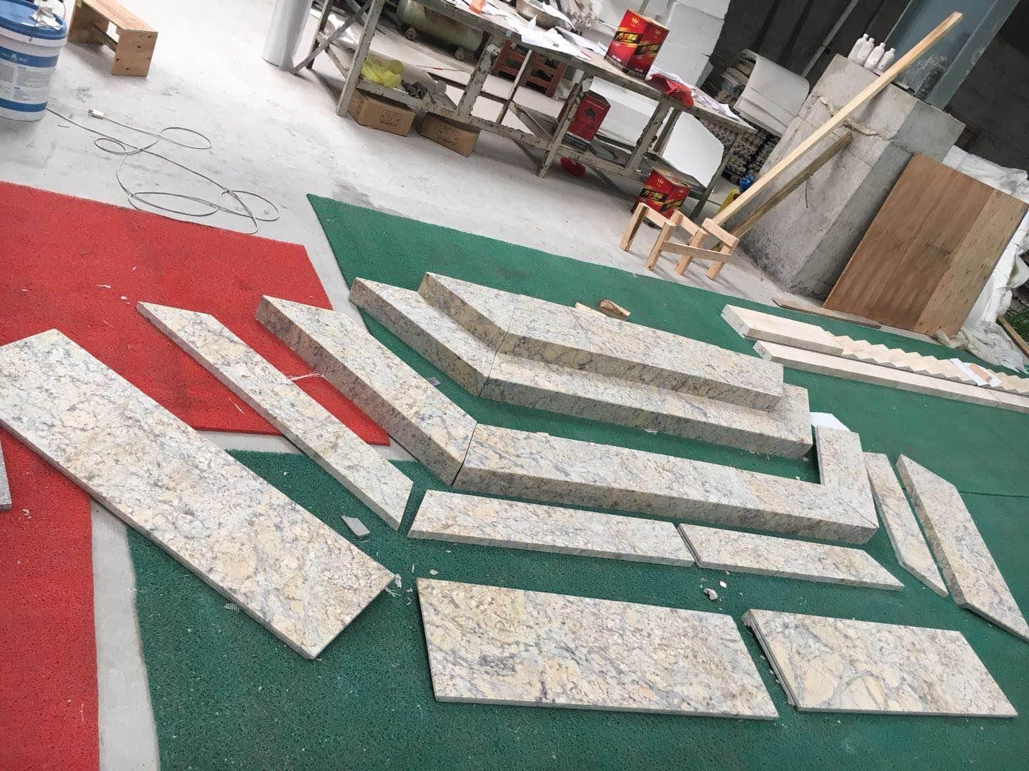 Beige Limestone Column Roman Columns — Custom components trial-assembled before shipment at Sun Young Stone