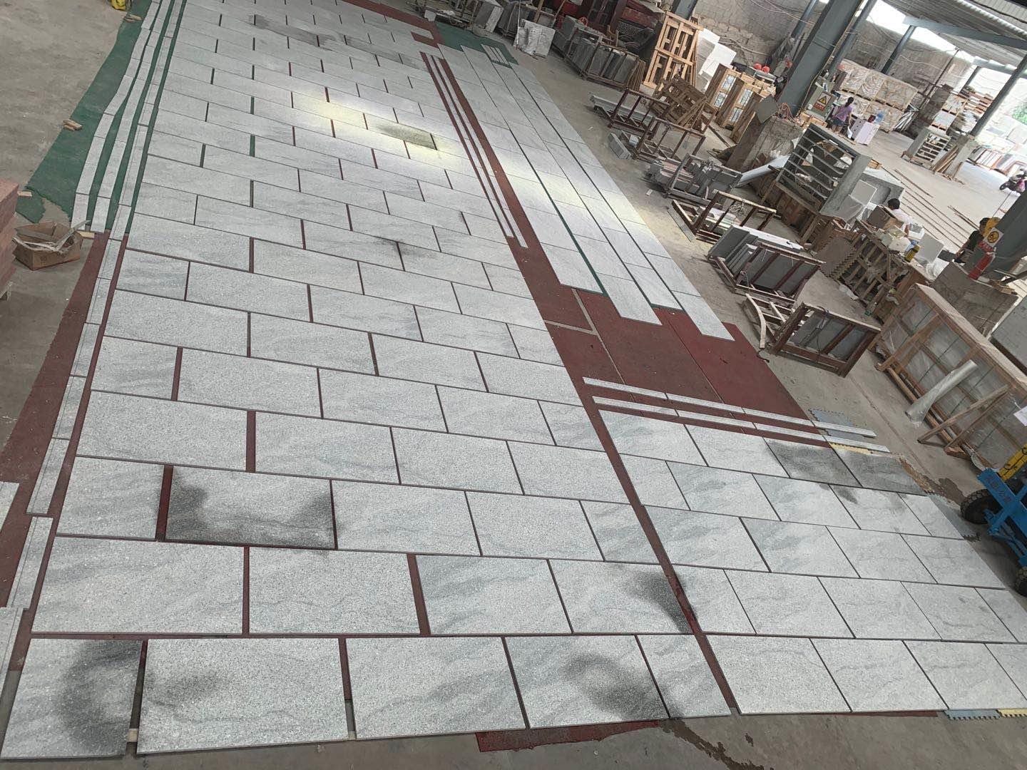 Granite Coping Granite — Pattern-matched granite dry-laid for approval at Sun Young Stone