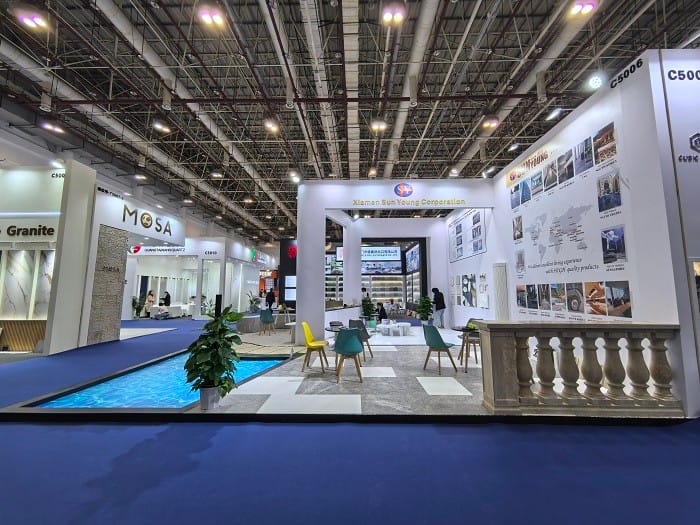 Sun Young Stone at the 25th Xiamen Stone Fair 2025 — booth and natural stone display, photo 2