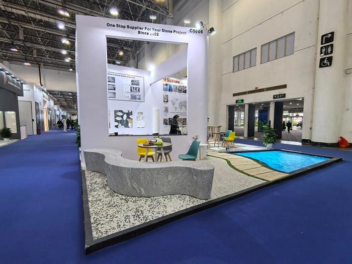 Sun Young Stone at the 25th Xiamen Stone Fair 2025 — booth and natural stone display, photo 4