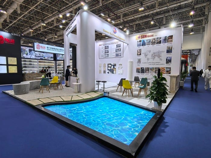 Sun Young Stone at the 25th Xiamen Stone Fair 2025 — booth and natural stone display, photo 5