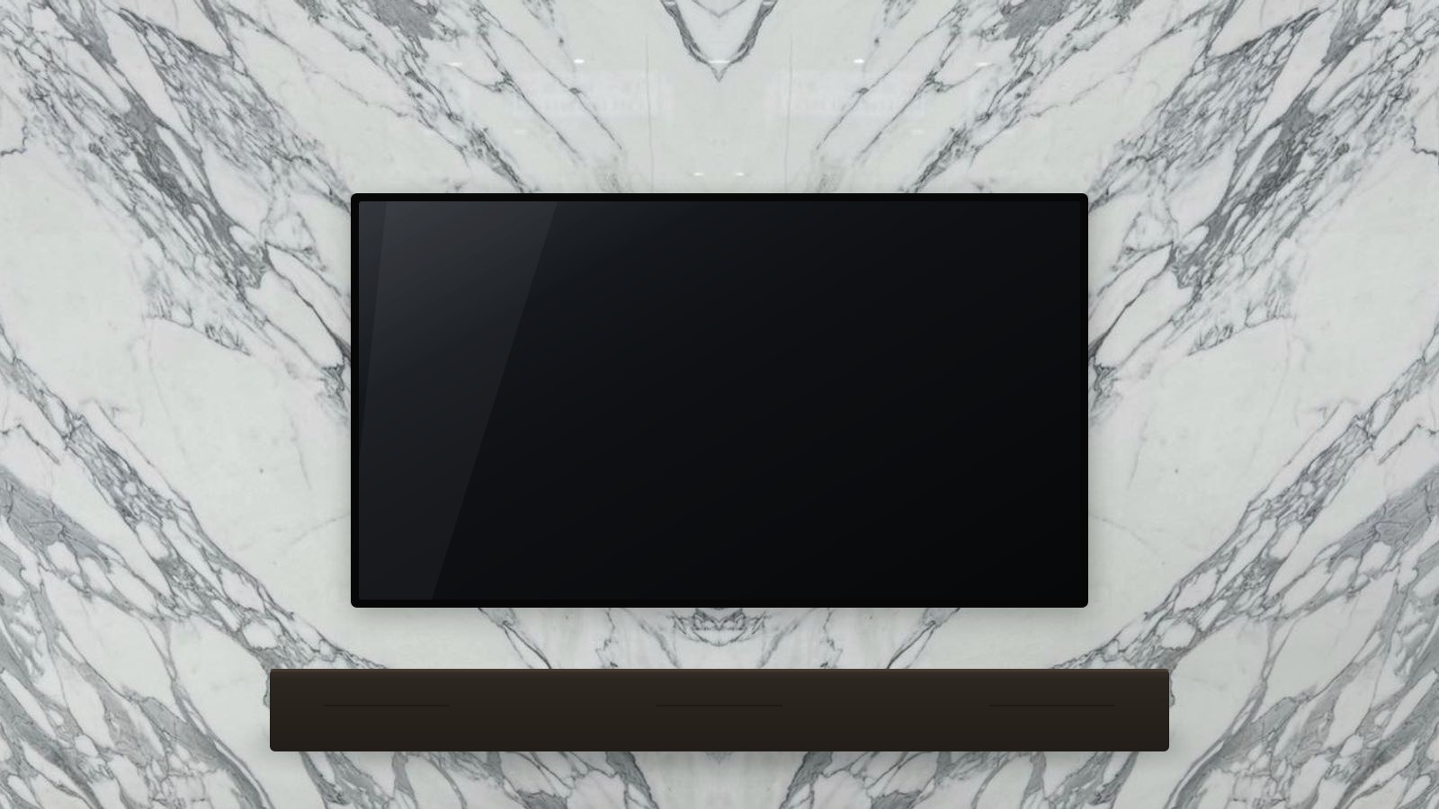 Statuario White Marble Marble — Book-matched Statuario White feature wall behind a wall-mounted TV