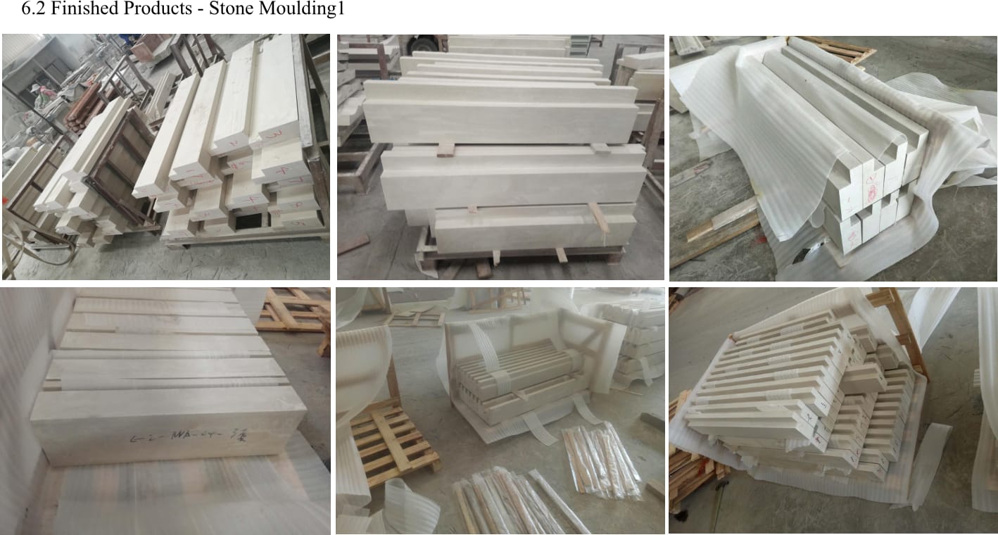 Finished limestone running cornice and band mouldings sorted by profile